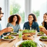 푸드테크와 포장 혁신의 필요성 - **A Vibrant Future Feast:** A high-definition, brightly lit image of a modern, diverse family, inclu...