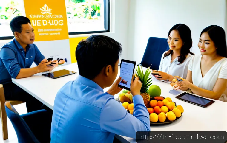 Home 25 푸드테크의 시장 내 경쟁력 강화 전략 - Photorealistic Thai food-tech startup strategy meeting in a bright modern Bangkok office, diverse Th...